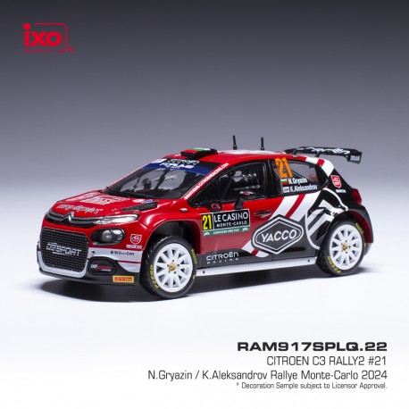 Citroen C3 Rally2 21 Rallye Monte Carlo 2024 N. Gryazin - K. Aleksandrov IXO RAM917