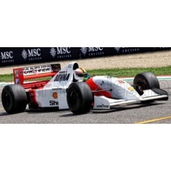 McLaren Ford MP4/8 with standing Figurine and Flag Sebastian Vettel F1 Tribute Imola 2024 Minichamps 530931805