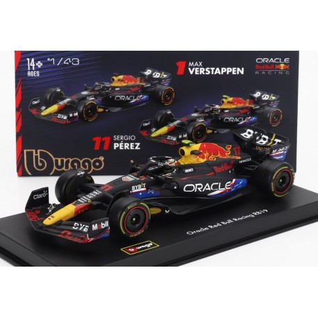 Red Bull RB19 with driver and showcase 11 Sergio Perez F1 4ème Austin 2023 Bburago BU38083-P-AUSTIN