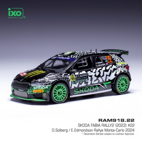 Skoda Fabia Rally2 22 Rallye Monte Carlo 2024 O. Solberg - E. Edmondson IXO RAM918