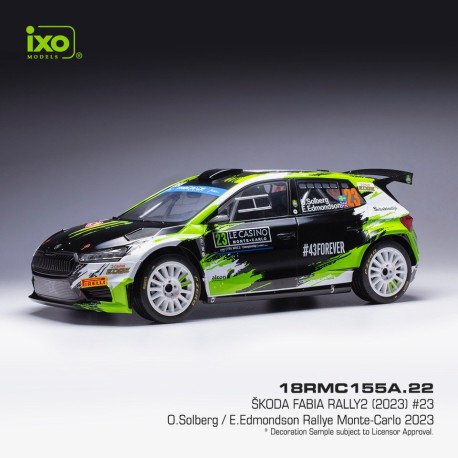 Skoda Fabia Rally2 23 Rallye Monte Carlo 2023 O. Solberg - E. Edmondson IXO 18RMC155A