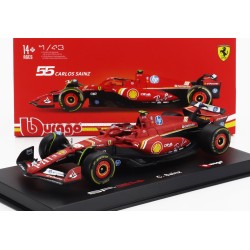 Ferrari SF-24 - with Driver and Showcase 55 Carlos Sainz Jr F1 5th Saint Marin Imola 2024 Bburago BU36843-S-IMOLA