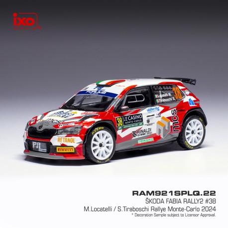 Skoda Fabia Rally2 38 Rallye Monte Carlo 2024 Locatelli - Tiraboschi IXO RAM921