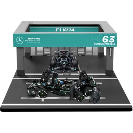 Mercedes F1 W15 Diorama Garage Pit-Stop 63 George Russell F1 2024 Bburago 18-38452-R