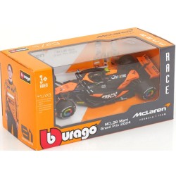 McLaren Mercedes MCL38 4 Lando Norris F1 2024 Bburago BU38214-N