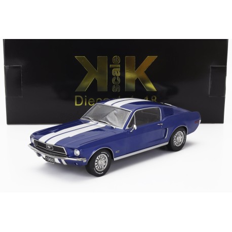Ford&nbsp;Mustang&nbsp;GT&nbsp;Fastback&nbsp;Coupe 1968 Blue&nbsp;White KK Scale KKDC181394