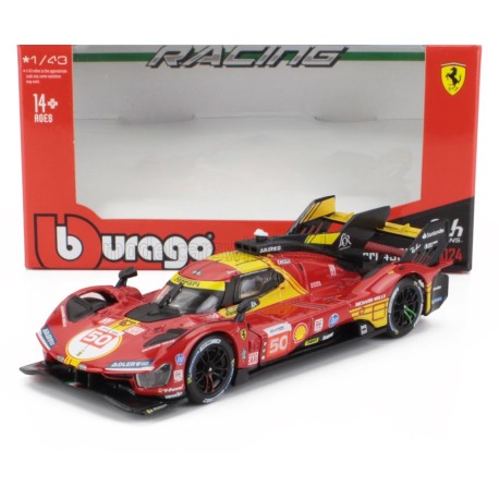 Ferrari 499P 3.0L Turbo V6 50 Winner 24 Heures du Mans 2024 Bburago 18-01982-50