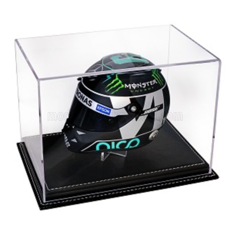 Vitrine Casque 1/2 Helmet Display Box Leather Base Black Atlantic 11001