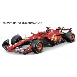 Ferrari SF-24 with showcase 55 Carlos Sainz Jr F1 2024 Bburago BU26821-S