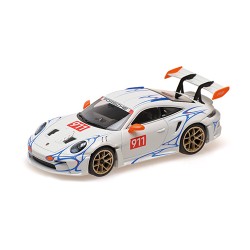 Porsche 911 992 GT3RS 2023 White with Orange Decor Minichamps 410062115
