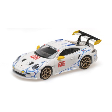 Porsche 911 992 GT3RS 2023 White with Yellow Decor Minichamps 410062116