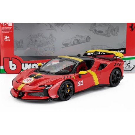 Ferrari SF90 XX n 51 Le Mans Winner livery Red Yellow Bburago BU16020L