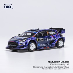 Ford Puma Rally1 9 Rallye de Suède 2025 J. Serderidis - F. Miclotte IXO RAM991LQ