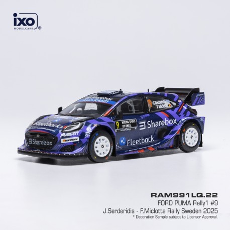 Ford Puma Rally1 9 Rallye de Suède 2025 J. Serderidis - F. Miclotte IXO RAM991LQ