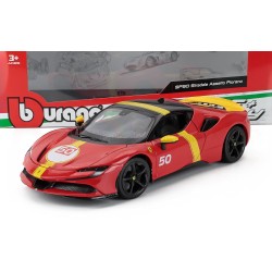 Ferrari SF90 Assetto Fiorano Le Mans n50 2024 Red Yellow Black BBurago 18-16021