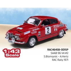Saab 96 V4 2 RAC Rally 1971 S. Blomqvist - A. Hertz IXO RAC464SB-001SP