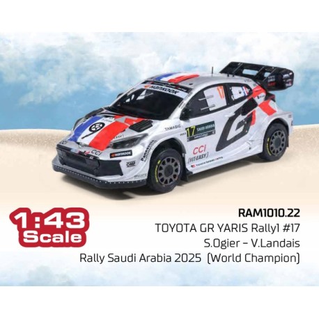 Toyota GR Yaris Rally1 17 World Champion Rallye d'Arabie Saoudite 2025 S. Ogier - V. Landais IXO RAM1010