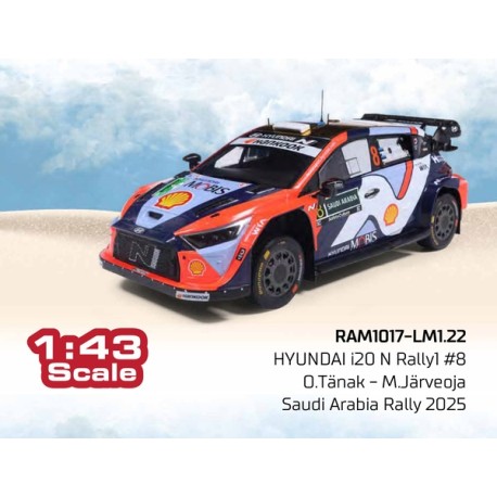 Hyundai i20 N Rally1 8 Rallye d'Arabie Saoudite 2025 O. Tanak - M. Jarveoja IXO RAM1017-LM1