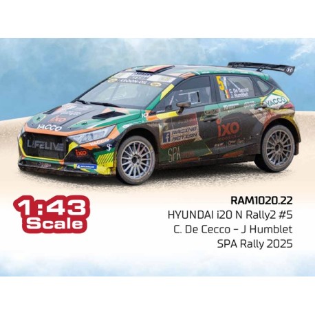 Hyundai i20 N Rally2 5 Spa Rally 2025 C. De Cecco - J. Humblet IXO RAM1020