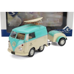 Volkswagen T1 Van Kool Combi with trailer 1950 Light Blue White Solido S1810905