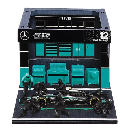 Mercedes W16 Diorama Garage Pit-Stop 12 Kimi Antonelli F1 2025 Bburago BU38458-12