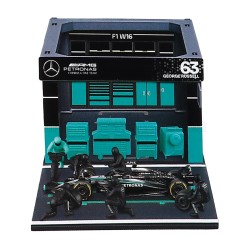 Mercedes W16 Diorama Garage Pit-Stop 63 George Russell F1 2025 Bburago BU38458-63