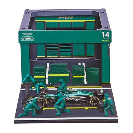 Aston Martin AMR25 Diorama Garage Pit-Stop 14 Fernando Alonso F1 2025 Bburago BU38460-14