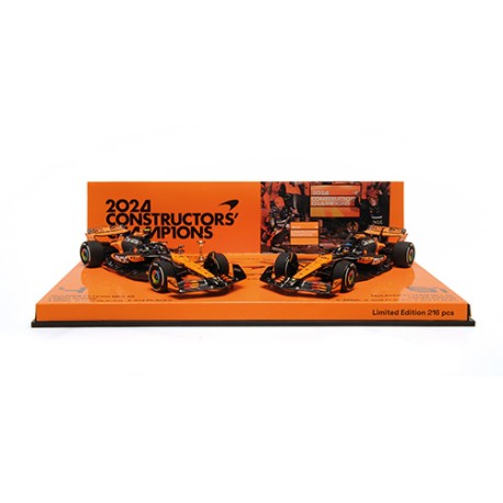 2 car-set McLaren MCL38 4 81 Norris Piastri F1 Constructors Champions Abu Dhabi 2024 Minichamps 532240481