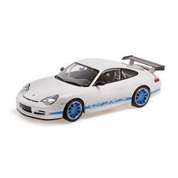 Porsche 911 GT3 RS 2002 White with Blue Stripes Minichamps 155062021