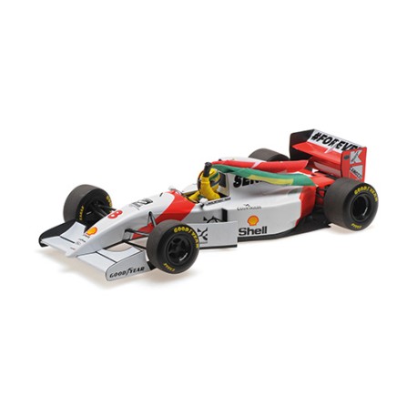 McLaren Ford MP4/8 with standing Figurine and Flag Sebastian Vettel F1 Tribute Imola 2024 Minichamps 530931805