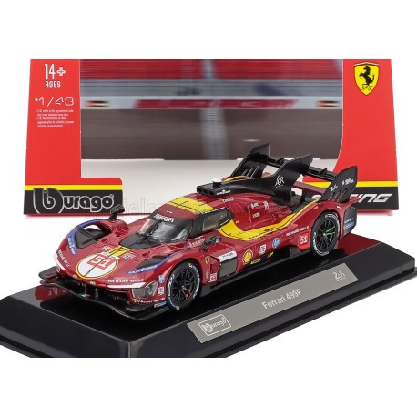 Ferrari 499P 3.0L Turbo V6 with showcase 51 3rd 24 Heures du Mans 2025 Bburago BU36319
