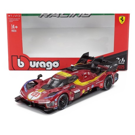 Ferrari 499P 3.0L Turbo V6 51 3rd 24 Heures du Mans 2025 Bburago BU36320-02127
