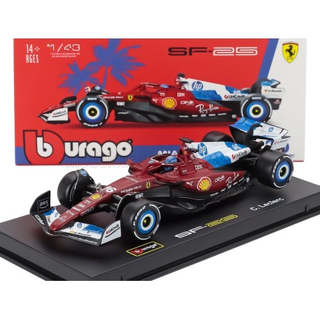 Ferrari SF-25 with driver and showcase 16 Charles Leclerc F1 Miami 2025 BBurago 18-36852-16-MIAMI