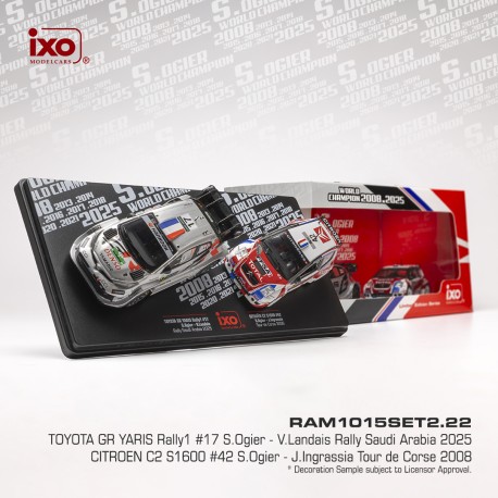 Set Toyota Yaris Rally1 2025 - Citroen C3 Rally2 2008 World Champion 2025 Sébastien Ogier IXO RAM1015SET2