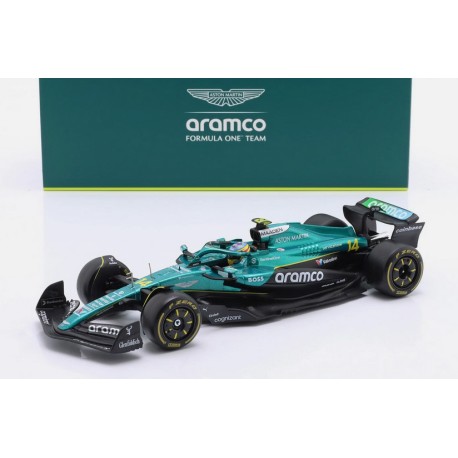 Aston Martin Mercedes AMR25 with showcase 14 Fernando Alonso F1 2025 Bburago BU28070-A