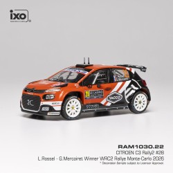 Citroen C3 Rally2 20 Winner Rallye Monte Carlo 2026 L. Rossel - G. Mercoiret IXO RAM1030