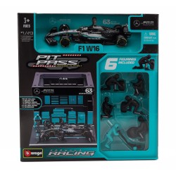 Mercedes W16 Diorama Garage Pit-Stop 63 George Russell F1 2025 Bburago BU38458-63