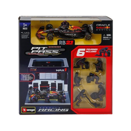 Red Bull RB21 Diorama Garage Pit-Stop 1 Max Verstappen F1 2025 Bburago BU38459-1