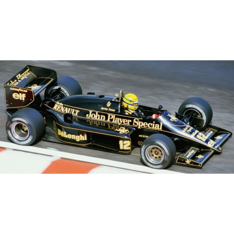 Lotus Renault 98T Turbo 12 Ayrton Senna F1 Winner Detroit 1986 with pilot figure Brazilian flag GP Replicas GP12-48BWD