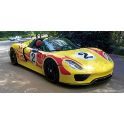 Porsche 918 Spyder 2013 Weissach Package Yellow with Red stripes Minichamps 110062446