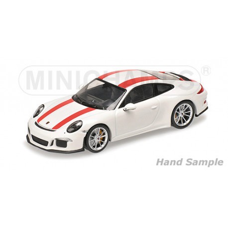 Porsche 911 R 2016 White with red stripes Minichamps 410066220