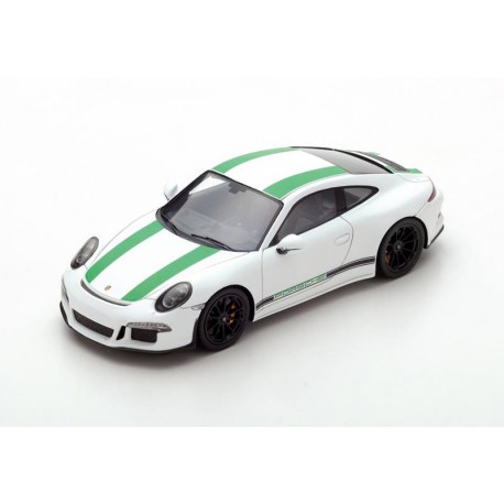 Porsche 911 R 2017 Blanche avec bandes vertes Spark S4956