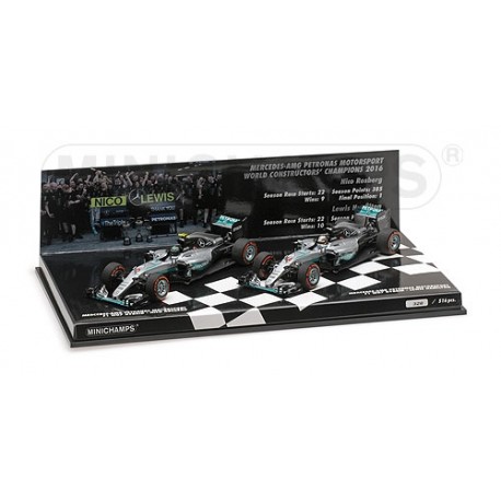 Set Mercedes W07 Hybrid Constructor World Champion F1 2016 Minichamps 412164406