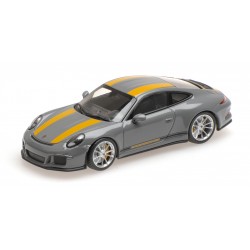 Porsche 911 R Nardogrey with Yellow stripes with Black sideways and Yellow writing 2016 Minichamps 410066232