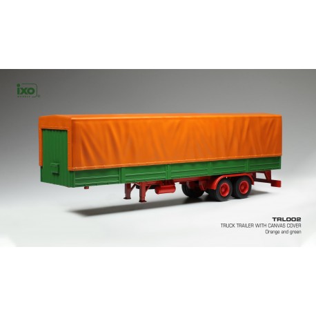 Auflieger Flatbed Platform Trailer with cover Orange Green IXO TRL002