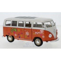 VW T1 Bus Flower power 1963 Orange White Welly WEL22095A1