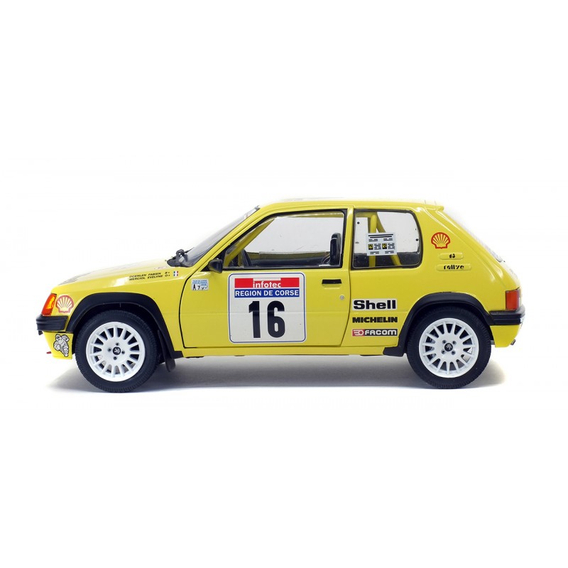 SOLIDO 1801703 Scale 1/18 | PEUGEOT 205 N 91 RALLY TOUR DE CORSE 1989 JOSEPH LE BIHAN - SERGE KERVARREC WHITE BLUE RED