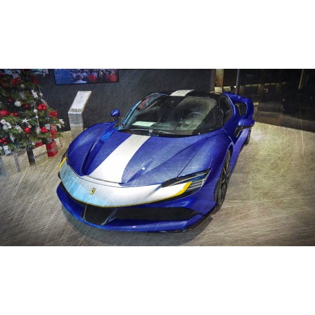 Ferrari SF90 Stradale Blu Elettrico with roof Nero DS 1250 Assetto Fiorano Looksmart LS504I