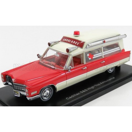 Cadillac S&S High Top Ambulance 1966 Red and White NEO NEO43898