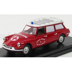 Citroen ID19 Break Ambulance Sapeurs Pompiers Ville De Cavalaire 1960 Red and White Rio Models 4314